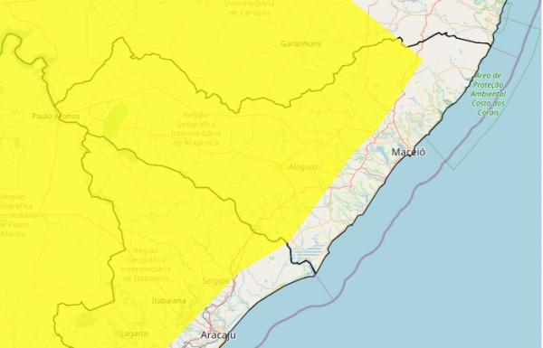 Inmet emite novo alerta de vendaval para cidades do interior de Alagoas