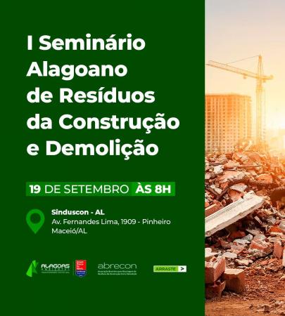 Seminário de Resíduos da Construção e Demolição acontece nesta quinta-feira