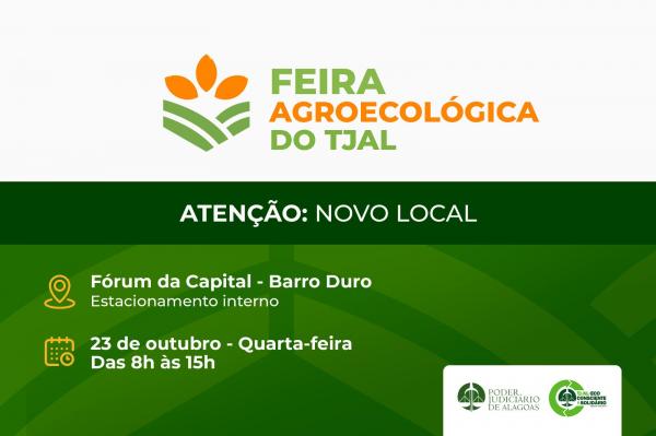 Feira agroecológica do TJAL será no Fórum do Barro Duro, nesta quarta (23)