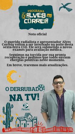 Radialista Alves Correia sofre complicações e é transferido para UTI após suspeita de AVC