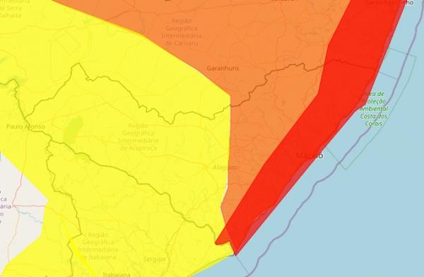 Litoral alagoano tem alerta de grande perigo de chuvas intensas para quinta (5)