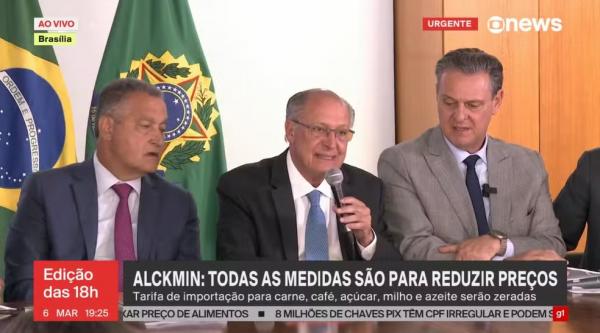 Alckmin anuncia medidas para baixar preço de alimentos; tarifas de importação para carne, café, açúcar, milho e azeite serão zeradas